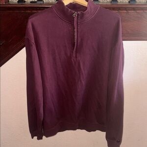 Cutter & Buck Mens Size XXL Plum 1/4 Zip Long Sleeve 100% Cotton Casual Sweater